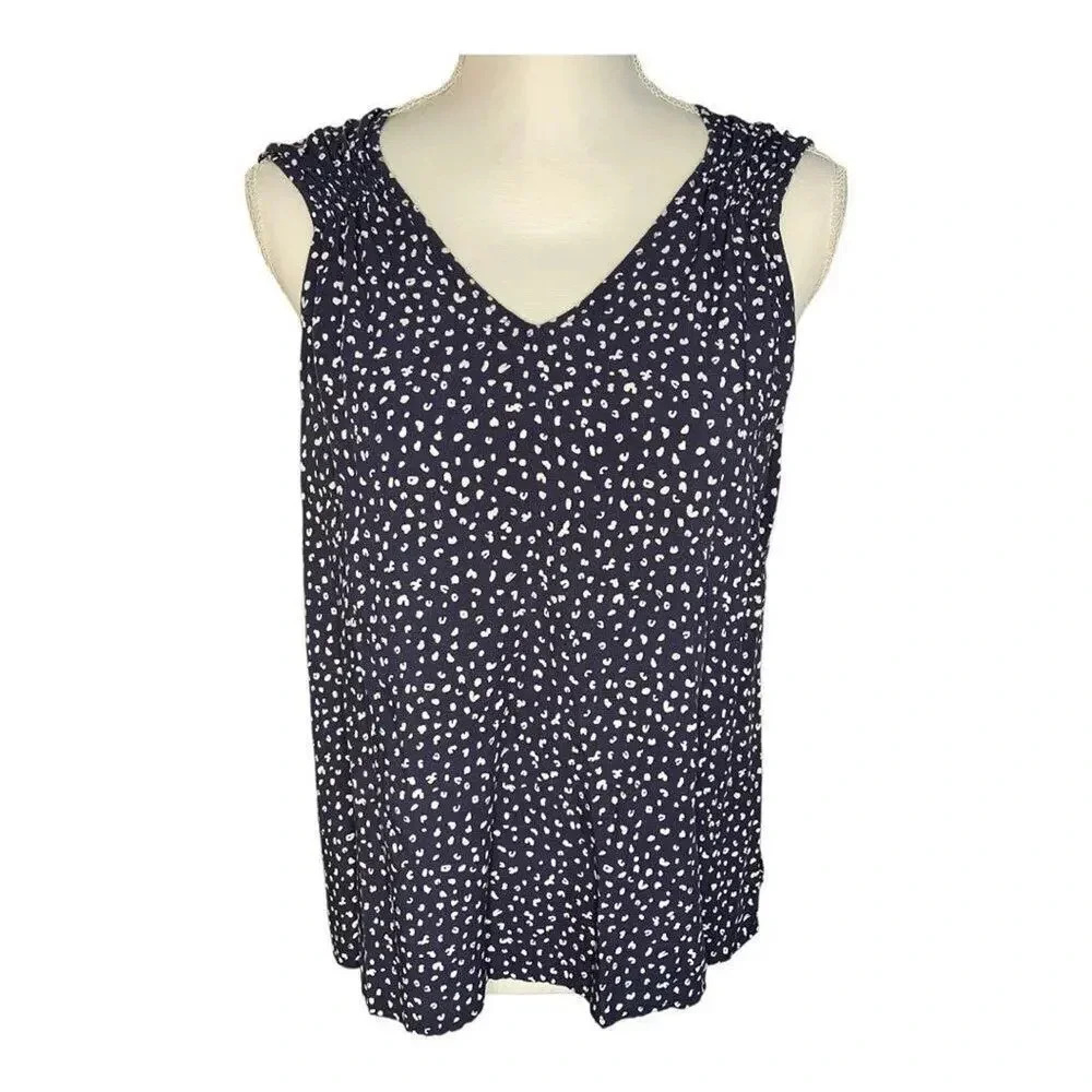 Old Navy Women’s Small Blue & White Speckled Sleeveless V-Neck Blouse